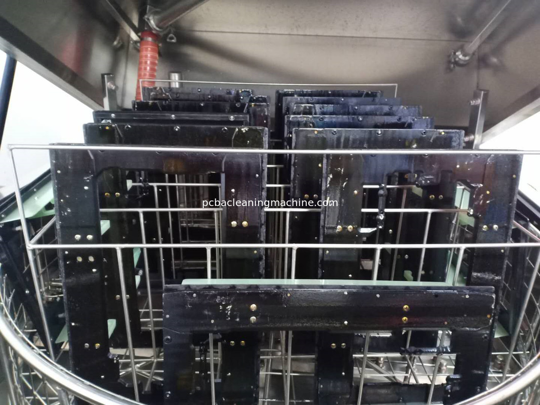 एसएमटी पैलेट फ्लक्स स्प्रे क्लीनिंग मशीन पीएलसी नियंत्रित लिक्विड वॉश वॉटर रिंस हॉट एयर ड्राई मशीन